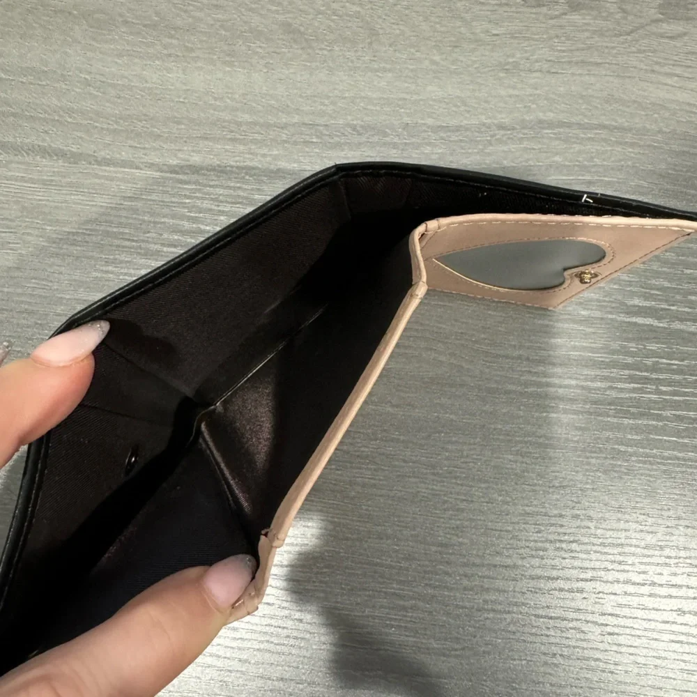 Black Strawberry Print Tri-Fold Wallet
